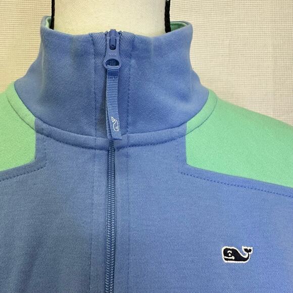 Vineyard Vines Women's 1/4 Zip Pullover XS Blue/Green Whale Logo - Picture 11 of 11